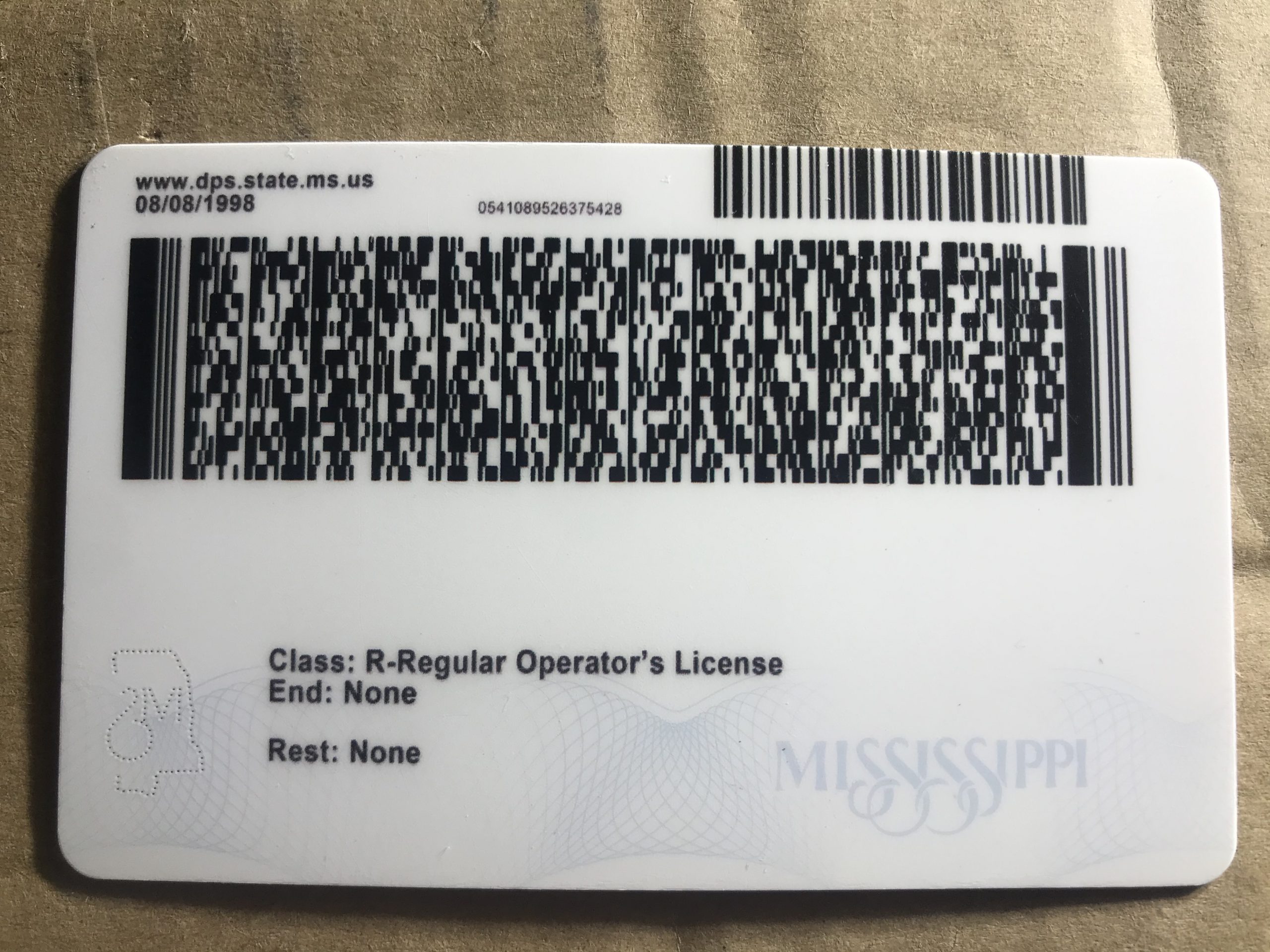 Buy Mississippi Driver License and ID Card Mississippi Driver License and ID Card back